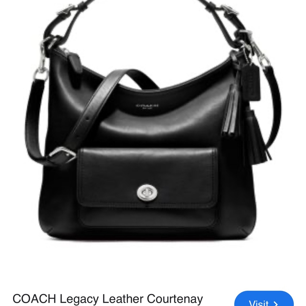 Coach Courtney Black Structured Shoulder Bag with Chrome Accents
